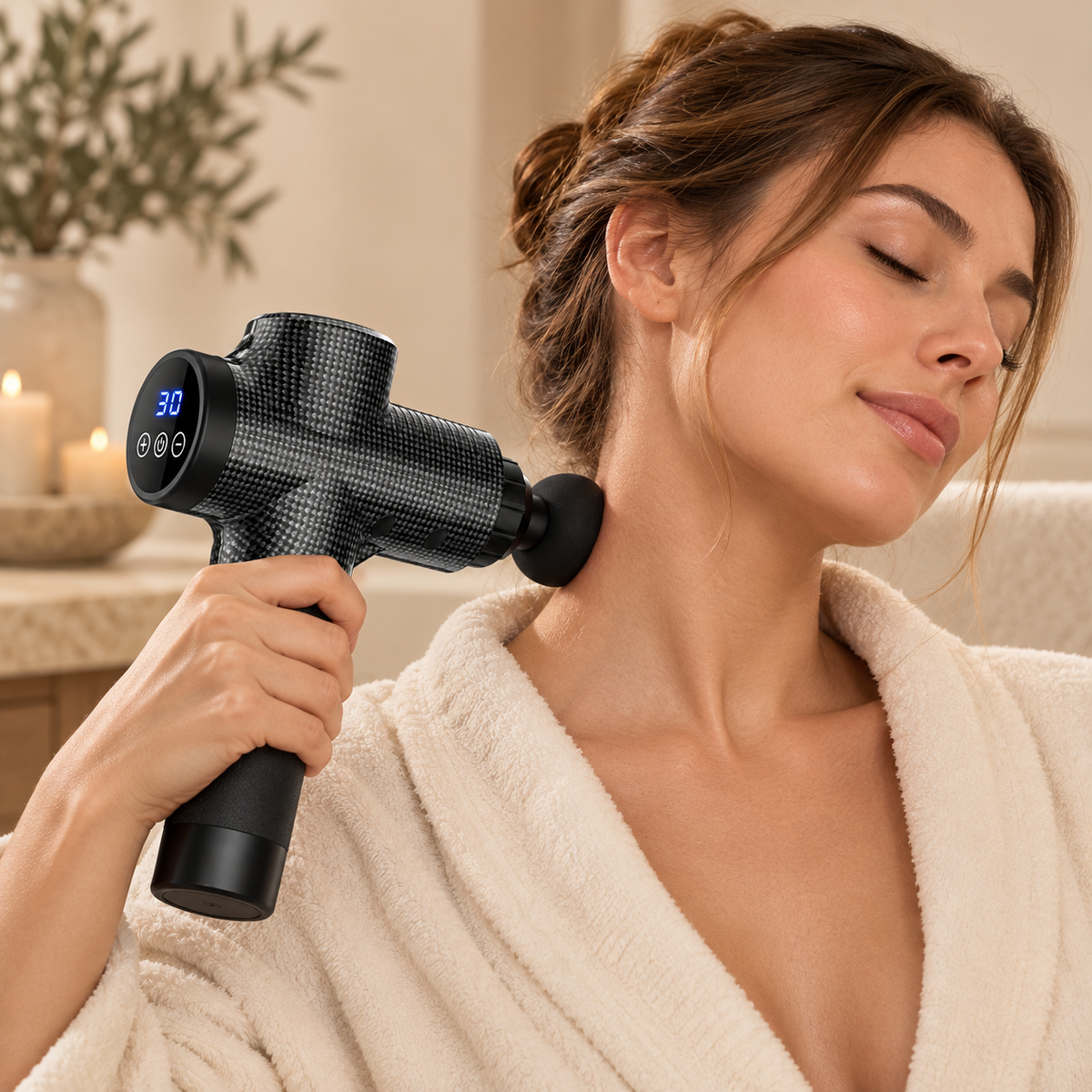 Pistolet de massage sans fil Luenia en situation à domicile