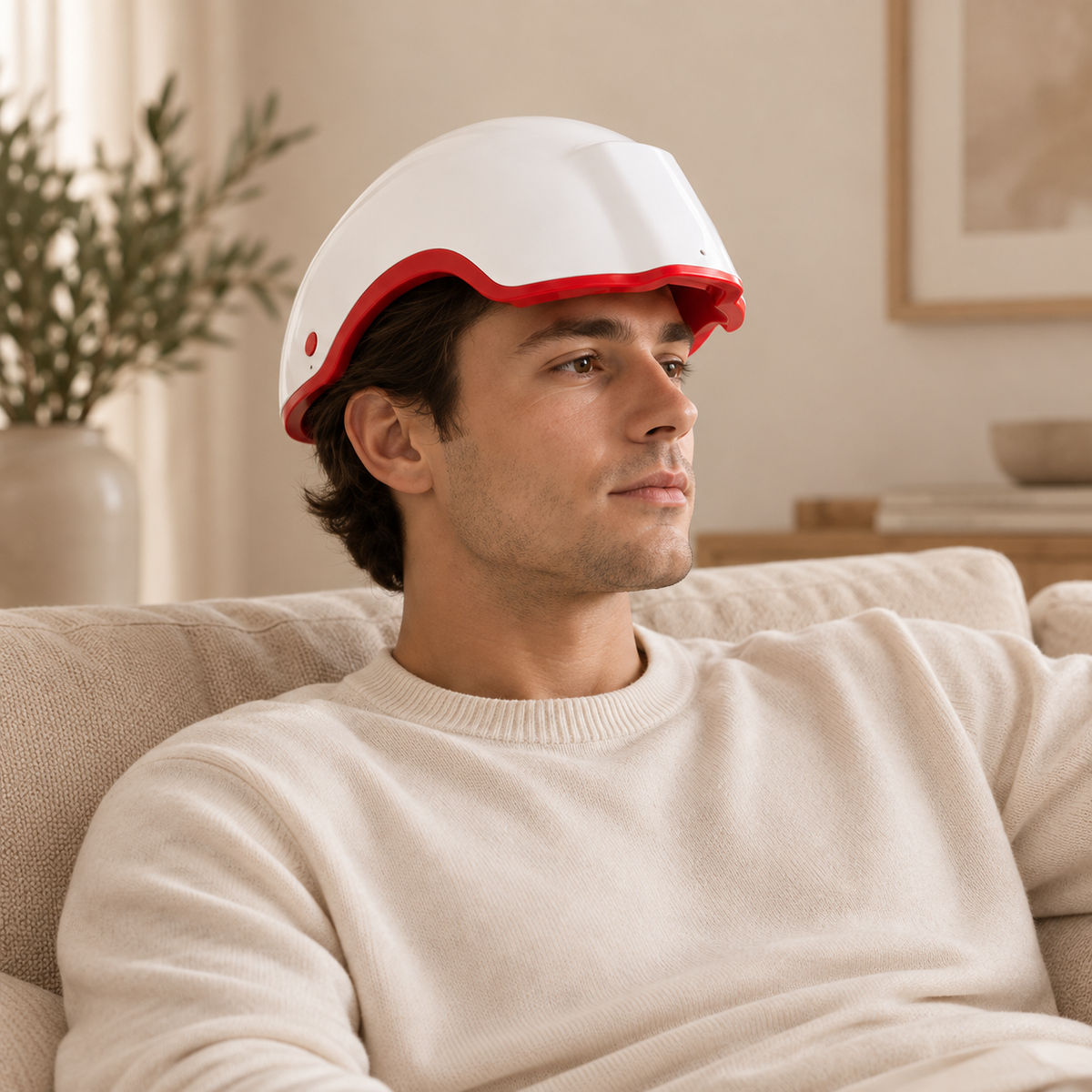 Utilisation du casque lumineux pour le cuir chevelu à domicile