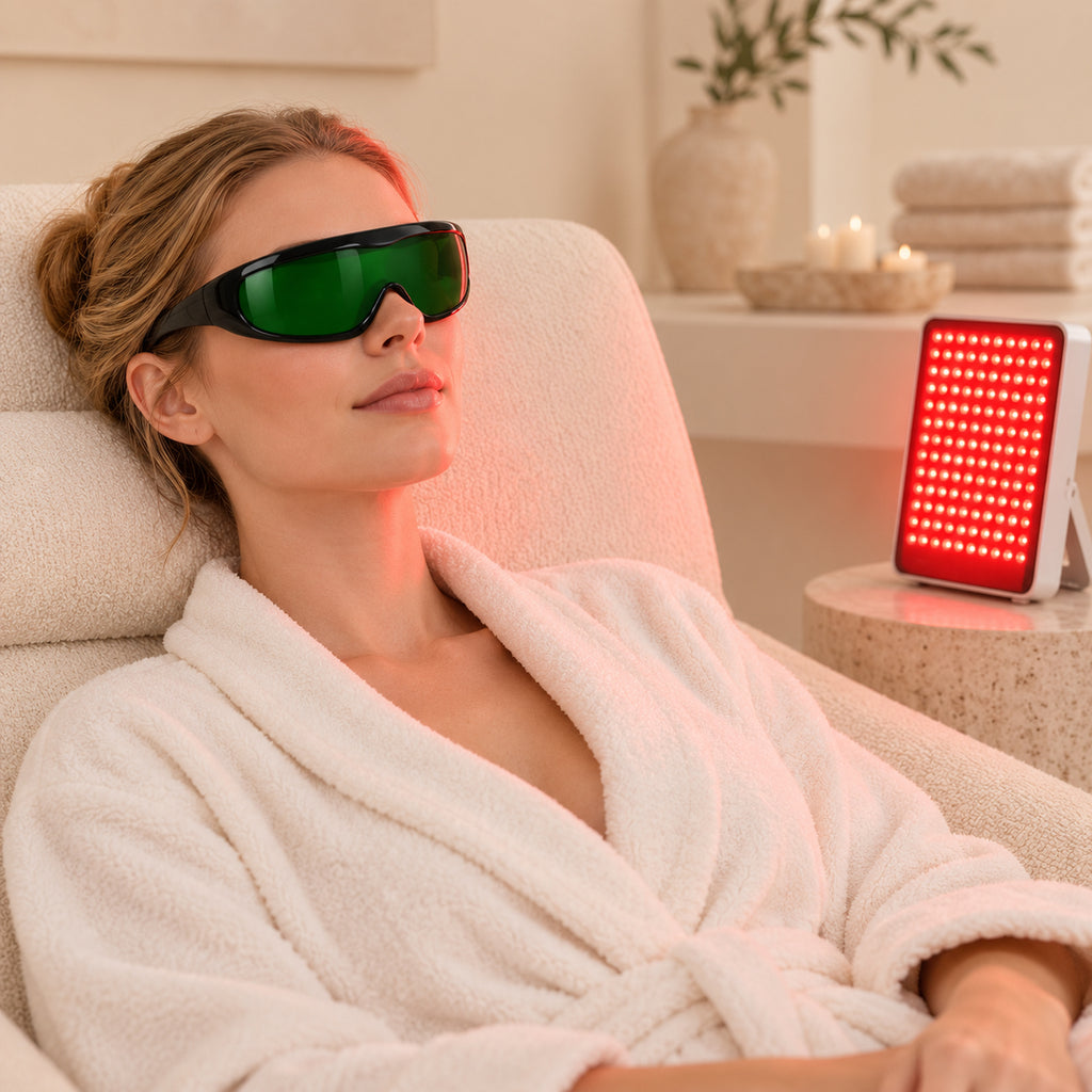 Lunettes pour lumière rouge portées à domicile