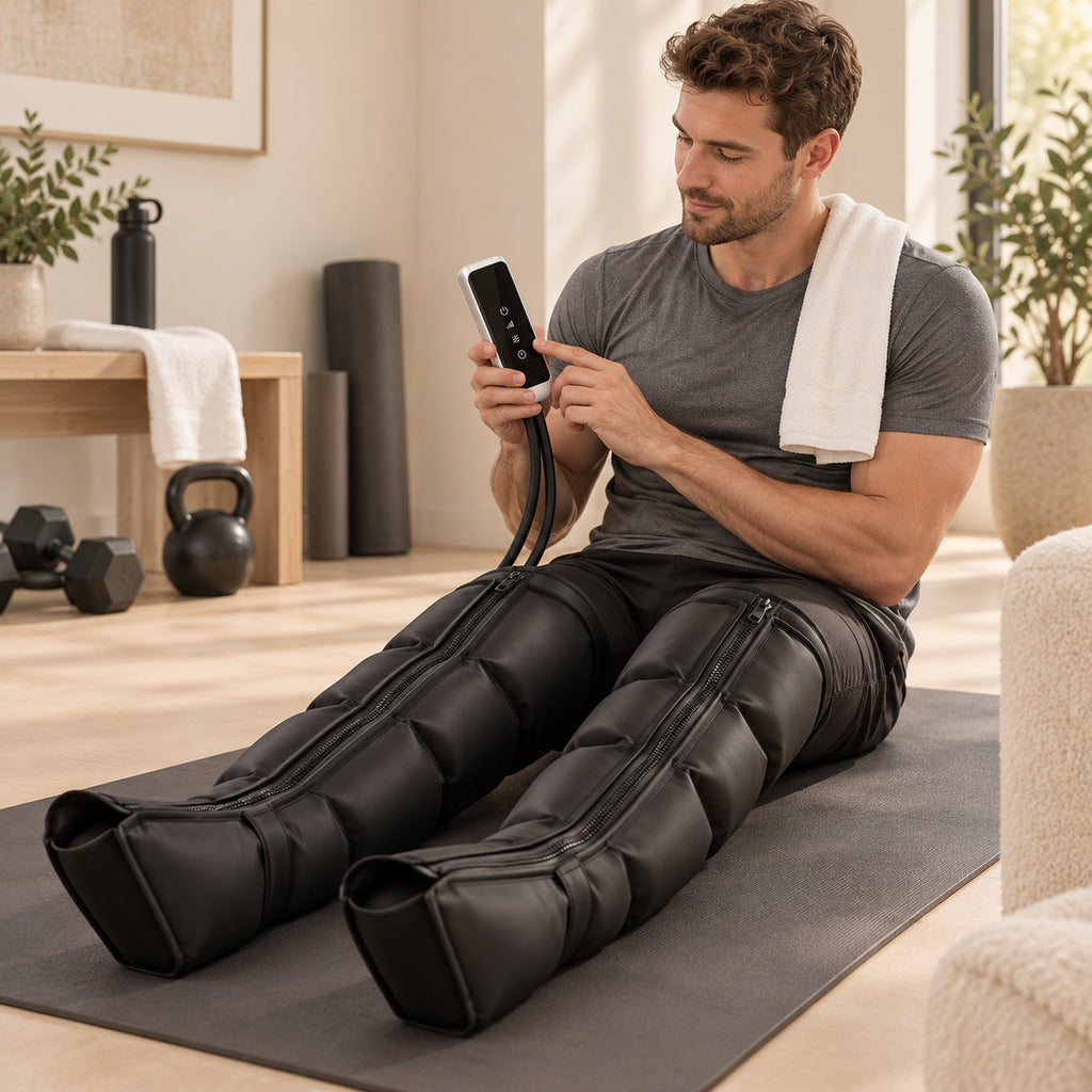 Masseur jambes Luenia dans une routine de récupération